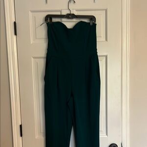 Express Green Strapless Jumpsuit with Sweetheart Neckline